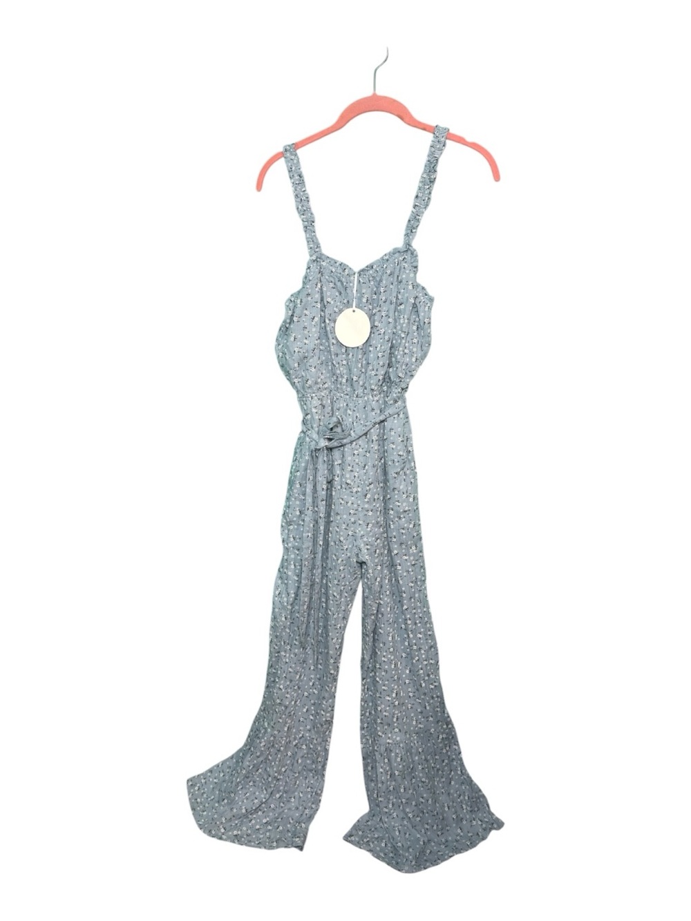 Storia NWT Light Blue Floral Smocked-Waist Wide-Leg Jumpsuit